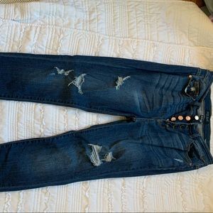 Judy blue jeans/ distressed/ copper button fly/ size 9/29